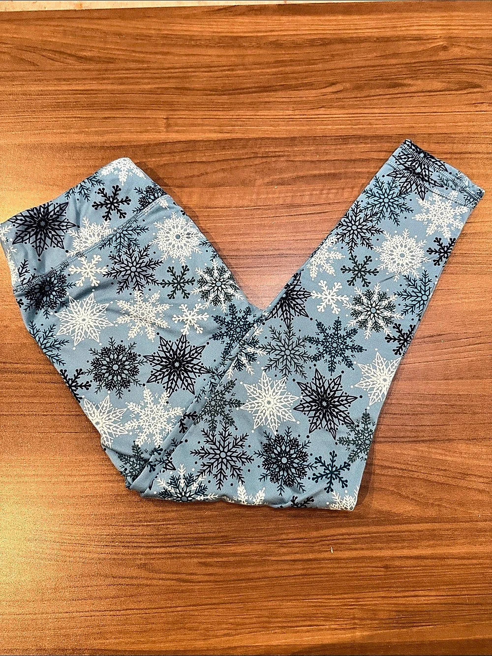 Cuddl Duds ClimateRight Snowflake Print Leggings in Blue Large Like New